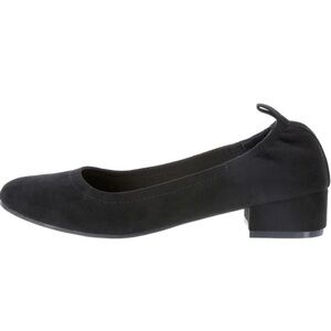 Brash black faux suede block heels sz 11W NWT